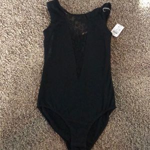 Body suit with lace V